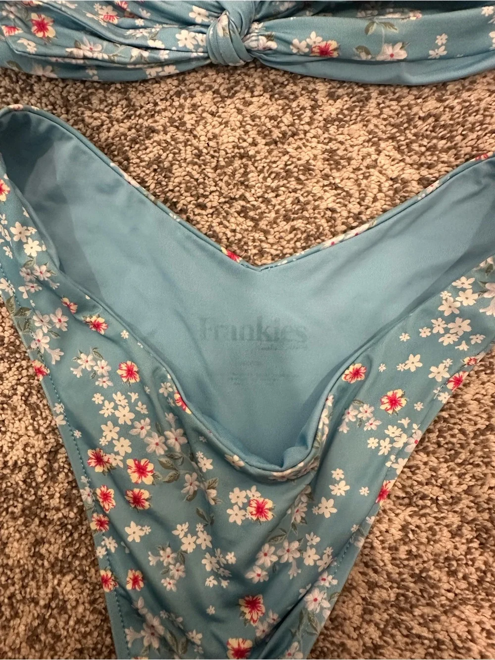 Frankie's Bikinis Light Blue Floral Tie-Front Bikini
